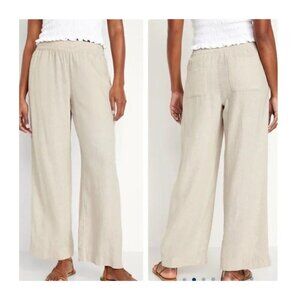 Old Navy High-Waisted Linen-Blend Wide-Leg Pants in Natural Linen Sz S